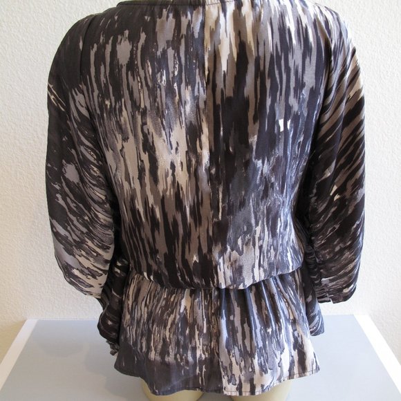 EXPRESS Taupe Silky Blouse with Open Shoulders - Picture 8 of 12